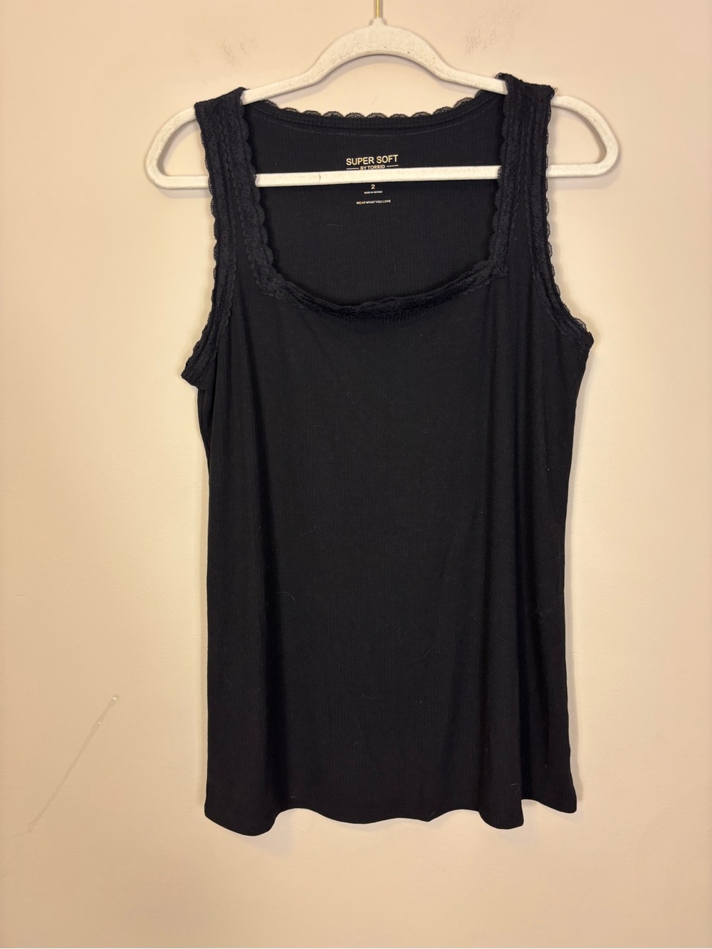 Super Soft by torrid Black Lace-Trim Ribbed Tank Top 2X